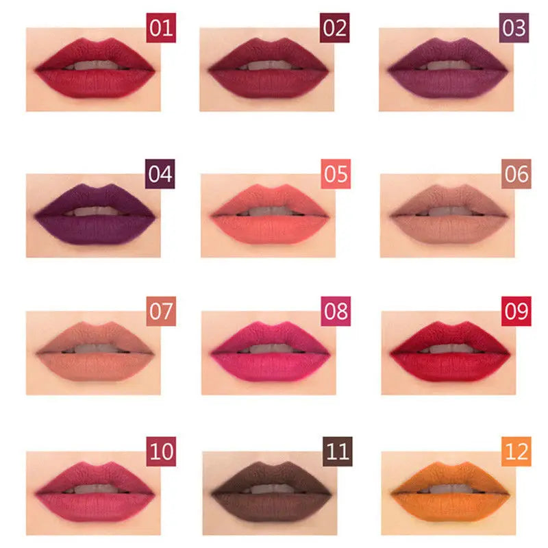 Lip Liner - Batom em Lápis Fosco e de Longa Duração - Box com 12 Unidades