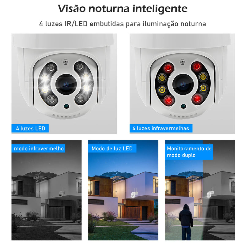 Câmera de segurança e monitoramento wi-fi com visão noturna e à prova d' água.