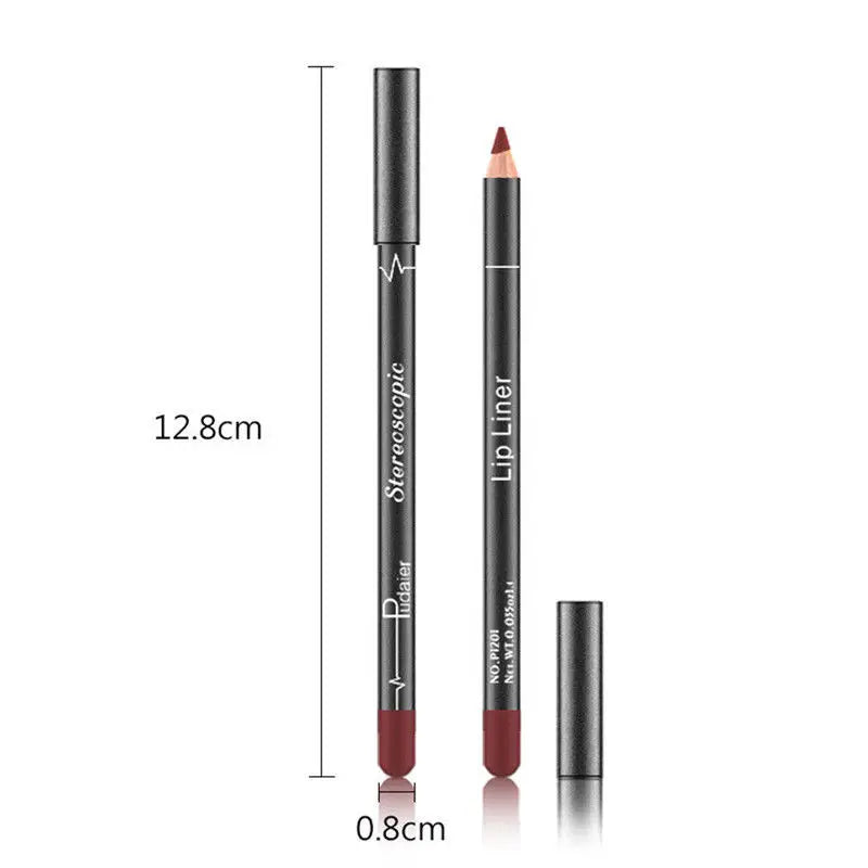 Lip Liner - Batom em Lápis Fosco e de Longa Duração - Box com 12 Unidades